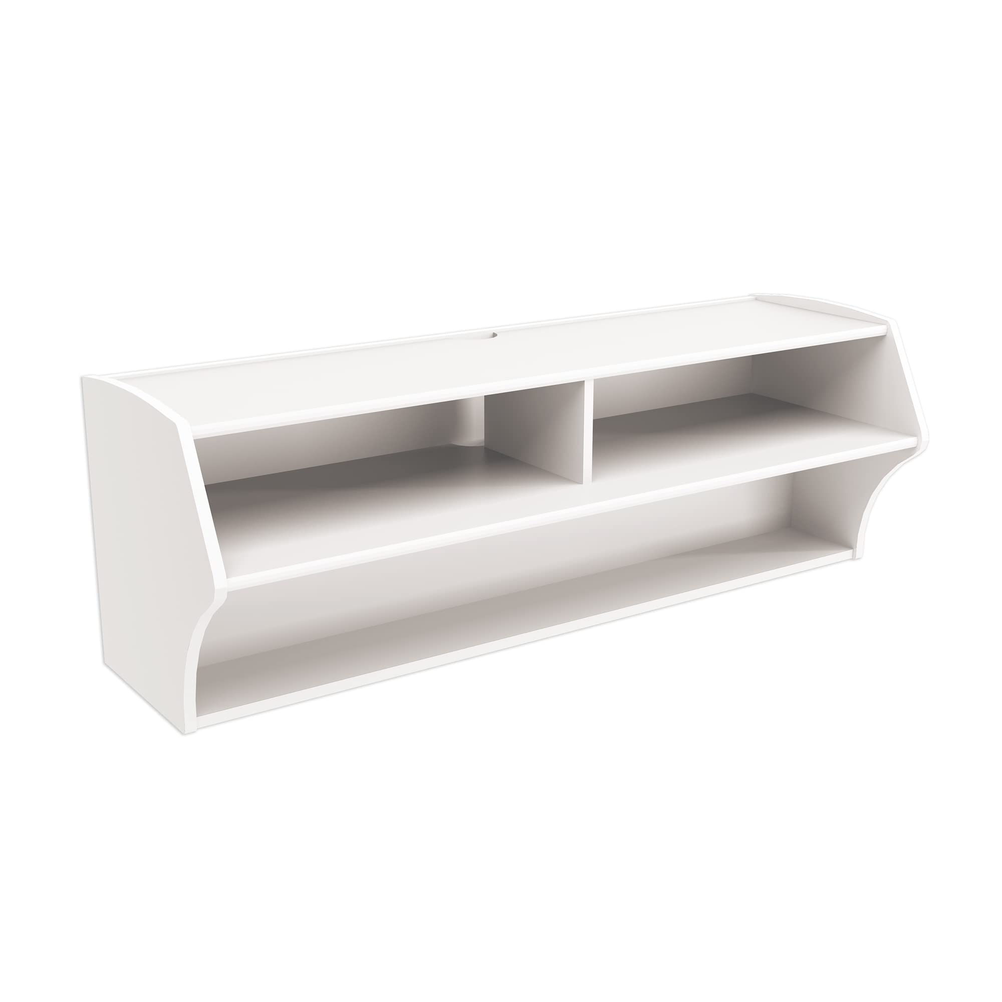 Prepac Altus White Wall Mounted Media Console - Modern TV Stand with Storage Shelves for Living Room, Bedroom & Home Theater