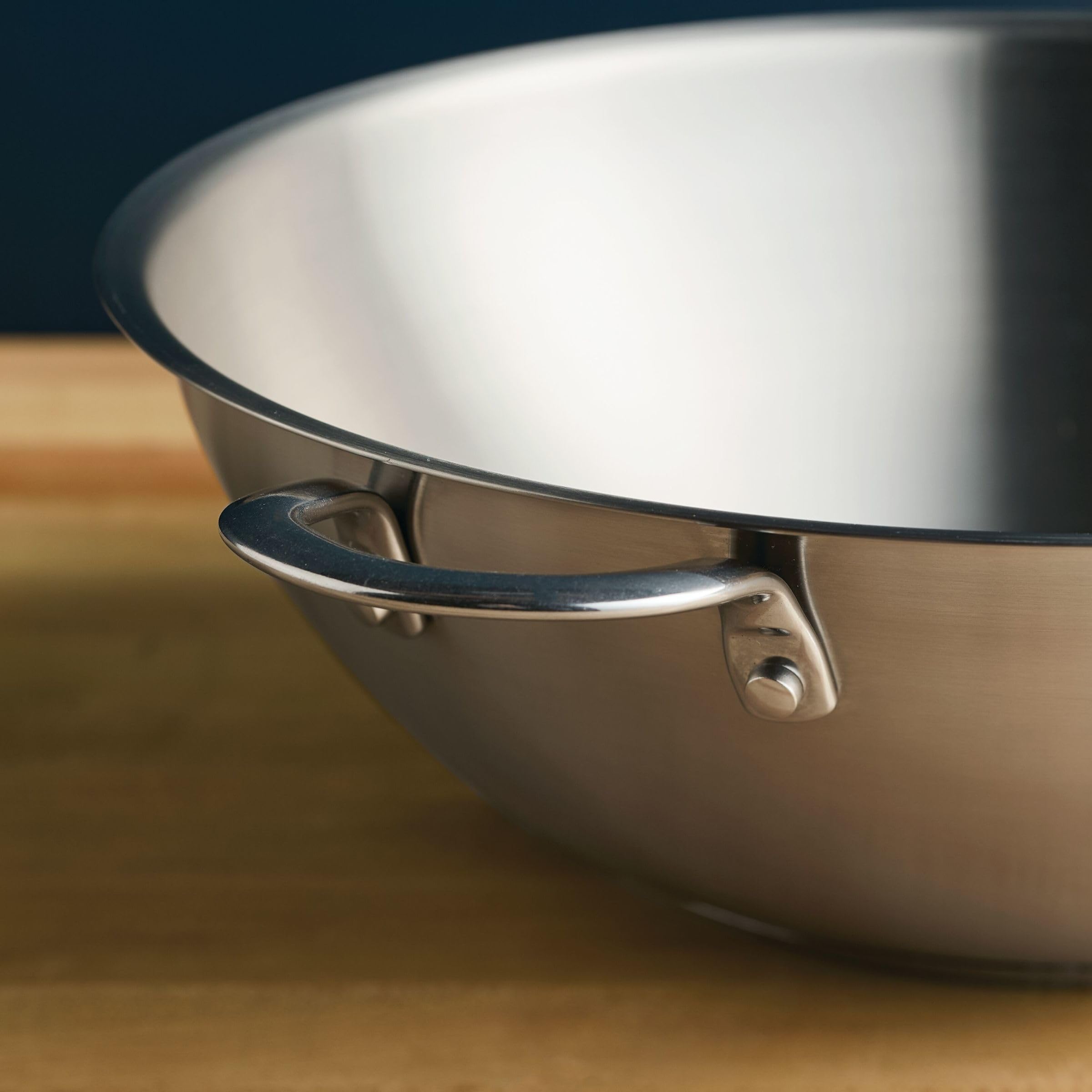 Rachael Ray Professional 14-Inch Stainless Steel Wok & Stir-Fry Pan - Induction Ready, All Cooktop Compatible, Dishwasher & Metal Utensil Safe - Perfect for Asian Cooking, Stir-Frying & High-Heat Searing