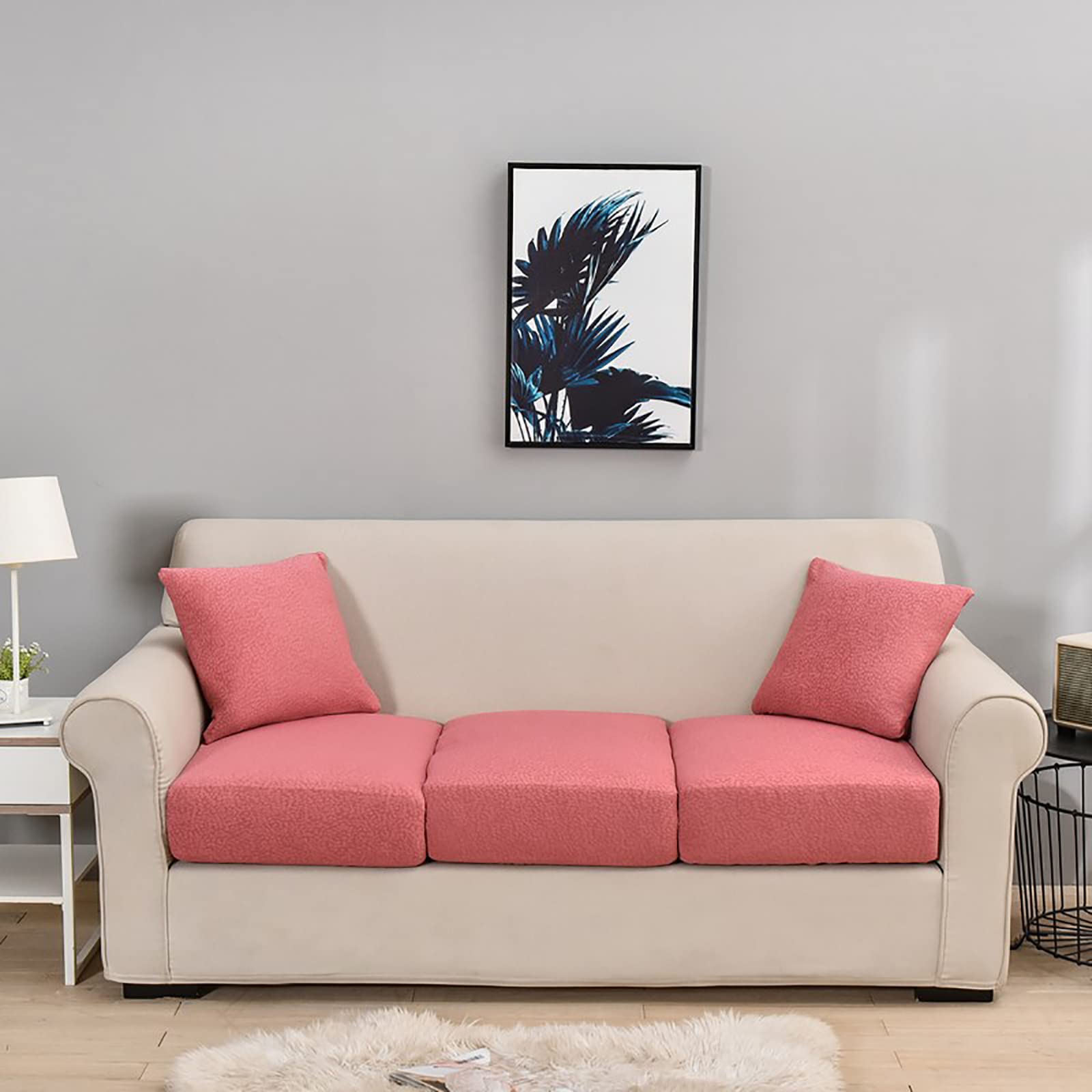 Premium Waterproof Sofa Slipcover - High Stretch Fabric, Super Soft & Pet-Friendly Couch Cover - Water-Repellent Furniture Protector for Dogs & Pets - Pink 4-Seater Sofa Cover - Perfect for Living Room, Family Gatherings & Pet Owners