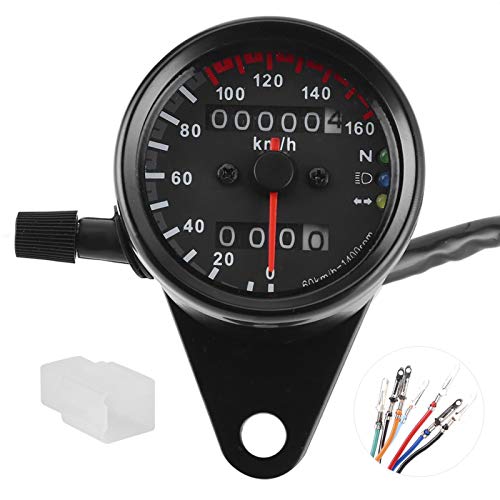 Universal 12V Digital Motorcycle Speedometer Tachometer Odometer - LED Gauge 0-160km/h with Connector - Black Motorcycle Accessories for Cruiser, Sport Bike & Off-Road Use - Perfect for Speed Tracking, Mileage Monitoring & Performance Riding