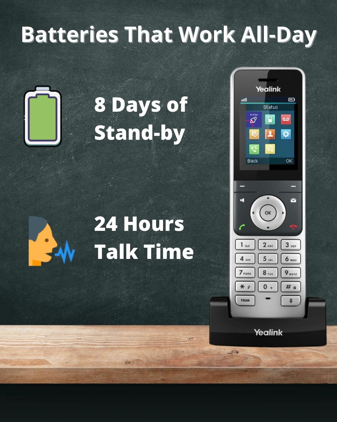 Yealink W76P DECT VoIP Business Cordless Phone System with W56H Handset - HD Voice, 300m Range, 5-Line Support - Ideal for Office, Home Office & Remote Work - Includes Microfiber Cloth