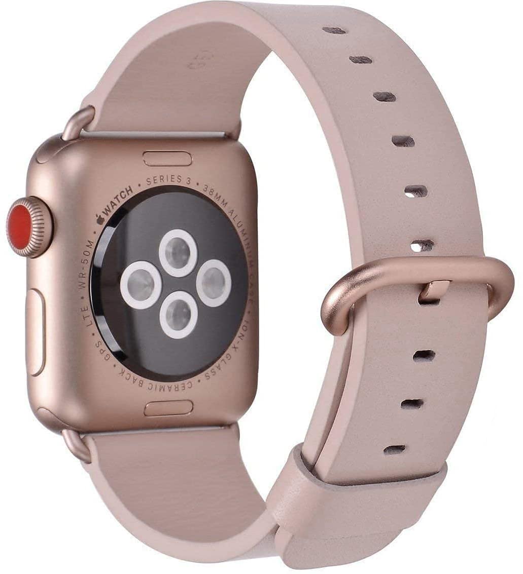 Premium Genuine Leather Band Compatible with Apple Watch 38mm 40mm 41mm 42mm 44mm 45mm - Women's Fashion Strap for Series SE/1/2/3/4/5/6/7 - Perfect for Work, Gym & Everyday Wear