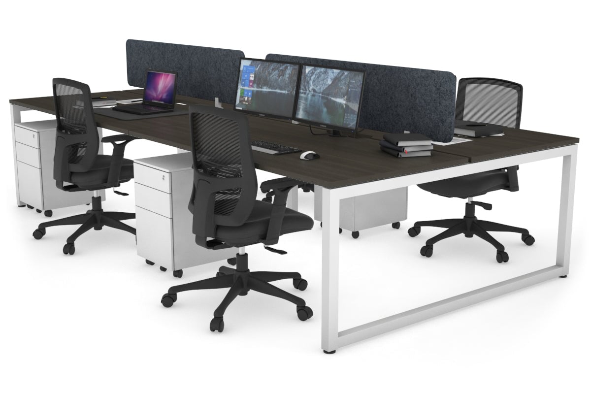 Quadro Loop Legs 4-Person Office Workstation - 1400L x 800W with Cable Management Scallop - Perfect for Collaborative Workspaces & Open Office Environments