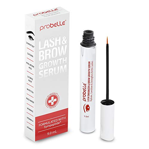 Probelle Lash & Brow Growth Serum - Eyelash Enhancer & Eyebrow Booster with Sympeptite Bioactive Peptide Blend, 9 mL | Natural Lash & Brow Thickener for Fuller Lashes & Brows | Perfect for Daily Beauty Routine & Special Occasions