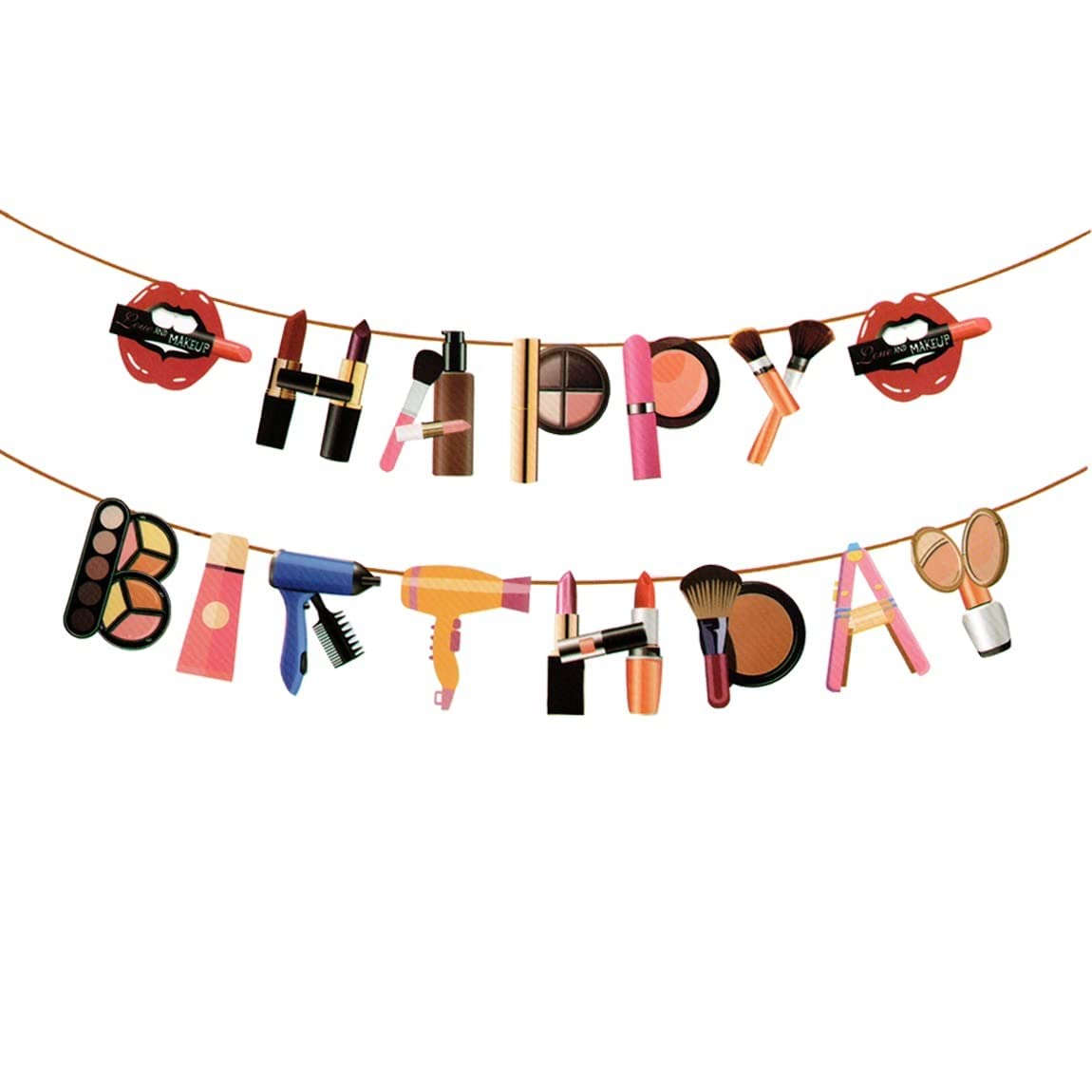 Atpata Funky Makeup Theme Happy Birthday Banner - Glamorous Beauty Party Decor for Makeup Lovers | Perfect for Birthday Celebrations, Bridal Showers & Beauty-Themed Events
