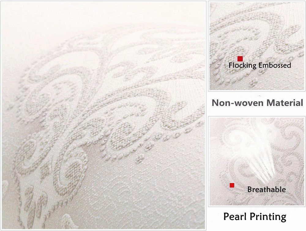 Elegant Damask Wallpaper for Living Room & Bedroom - Non-Woven French Design