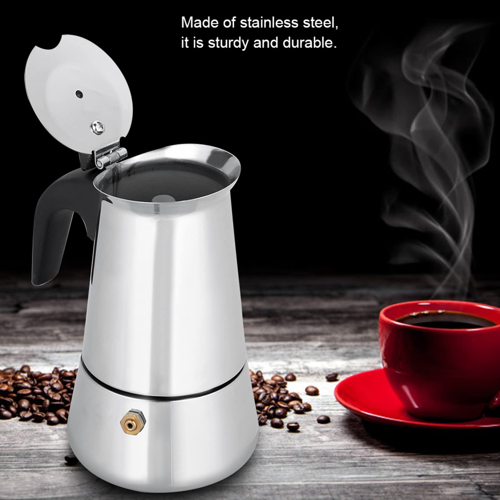 Pilipane Portable Stovetop Coffee Maker - Stainless Steel Moka Pot for Espresso, Ideal for Home, Office & Camping - Compatible with Gas, Electric & Ceramic Stoves | Perfect for Morning Brews, Outdoor Adventures & Office Coffee Breaks