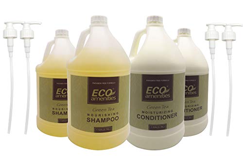 **ECO Amenities Gallon Size Nourishing Shampoo & Moisturizing Conditioner Set – 4 Bottles per Case with Extra Gallon Pump Dispenser | Refillable Hair Care for Bathroom, Hotel & Salon Toiletries (2-094) – Ideal for Hotels, Spas, and Bulk Hair Care Needs**