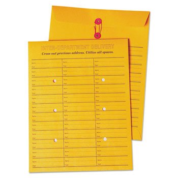 Brown Kraft String & Button Interoffice Envelopes 10x13 Inches - 100 Pack/Box | Secure Document Mailers for Office, School & Business Correspondence