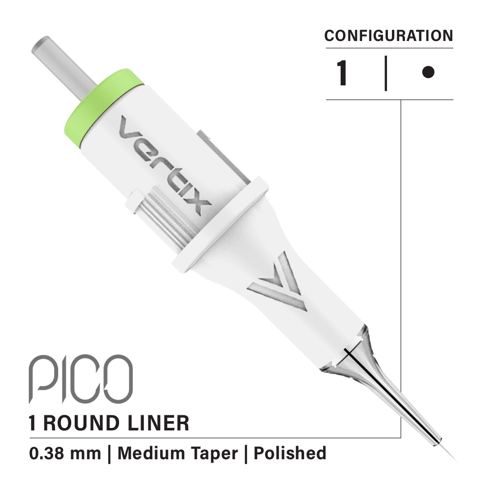 Vertix Pico Round Liner Tattoo Machine - Professional Rotary Tattoo Pen for Artists | Perfect for Fine Lines, Detail Work & Small Tattoos | Home Studio & Professional Use