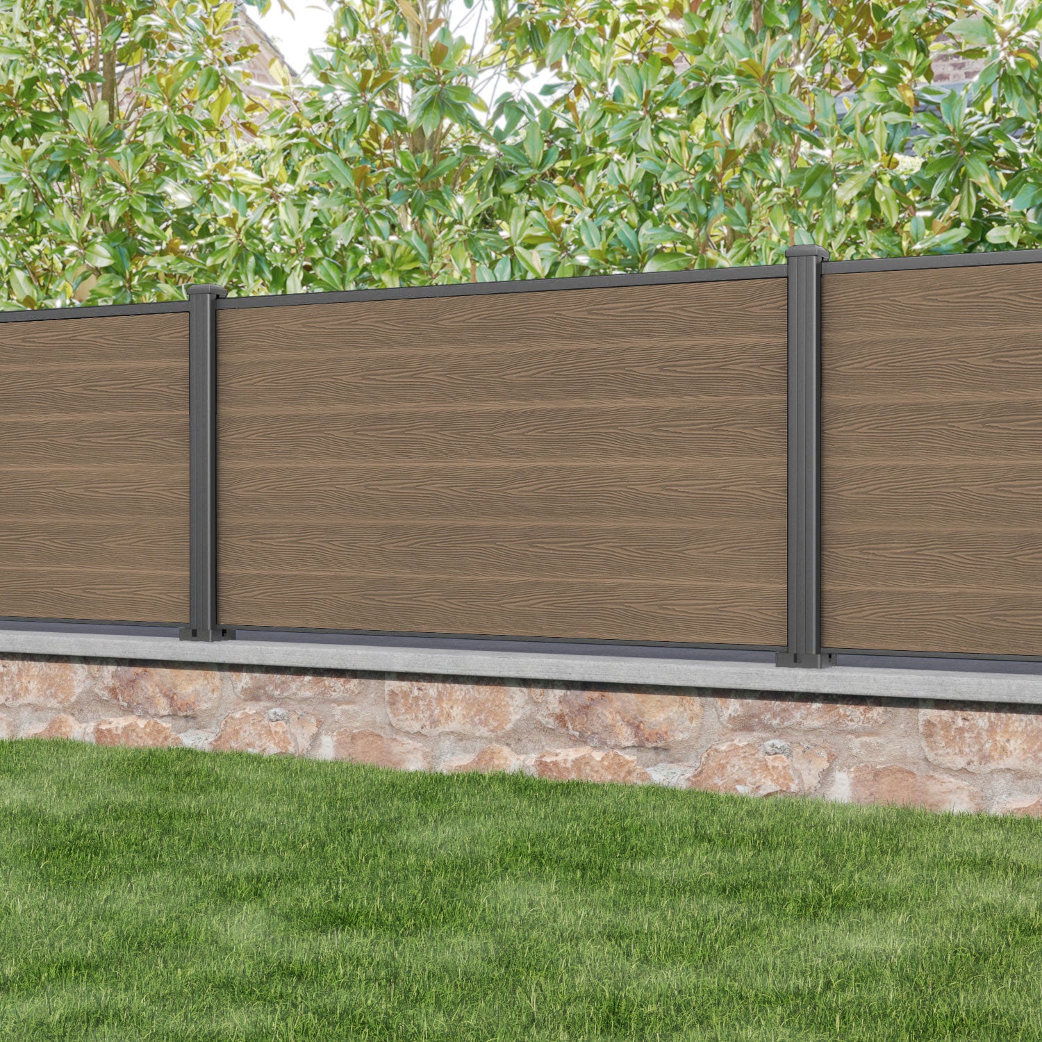 Premium Teak Wood Fence Panel with Durable Aluminum Posts - Classic Outdoor Privacy Fence for Garden, Patio, and Backyard Landscaping