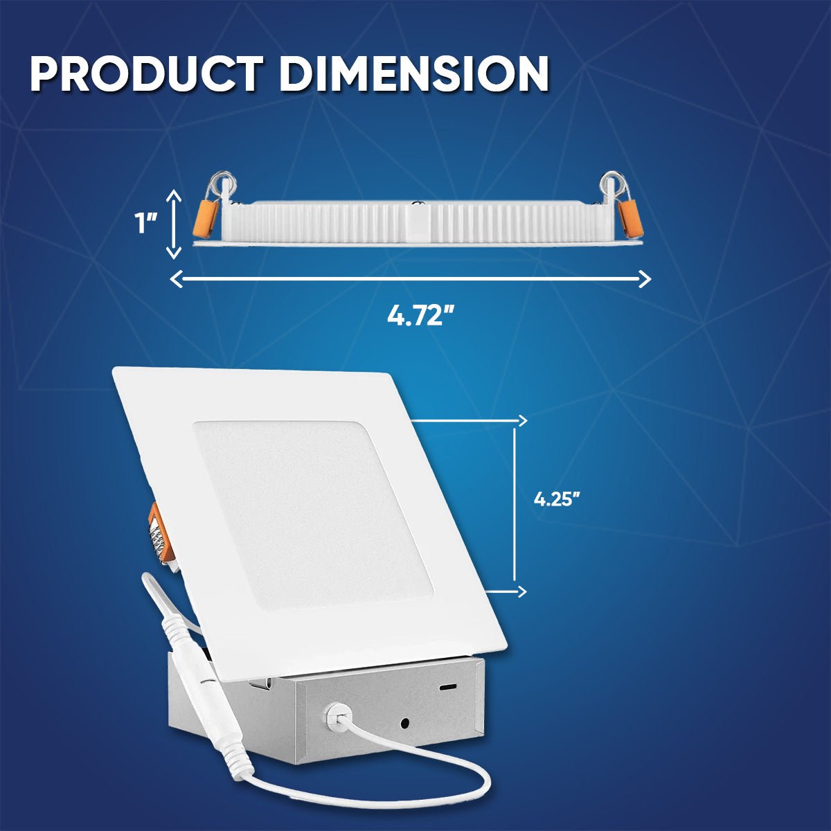 9W LED Slim Recessed Ceiling Light Panel - Adjustable CCT (2700K-5000K) with Junction Box, Square Shape - Perfect for Kitchen, Bathroom, Bedroom & Office Lighting