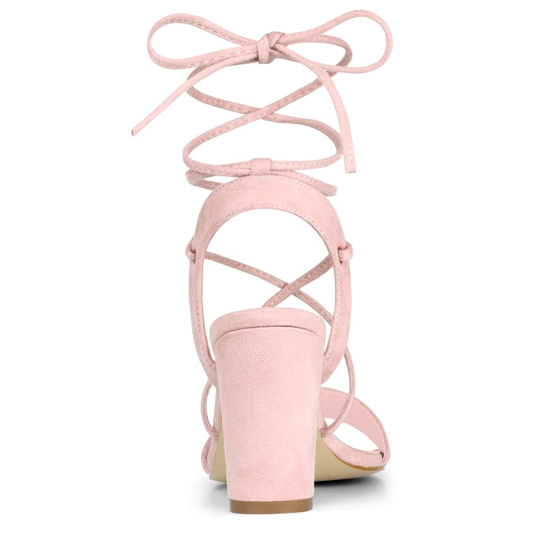 Allegra K Women's Clear Strap Block Heel Lace-Up Sandals - Comfortable Chunky Heel Dress Shoes for Wedding, Party & Evening Events