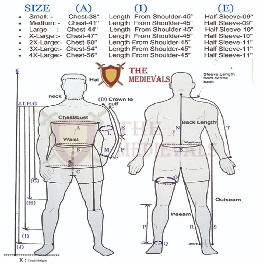 THE MEDIEVALS Thick Padded Short Sleeve Gambeson Coat - Medieval Aketon Jacket Armor for LARP, Cosplay & Renaissance Fairs - Breathable Cotton Fabric for Historical Reenactment & Costume Events