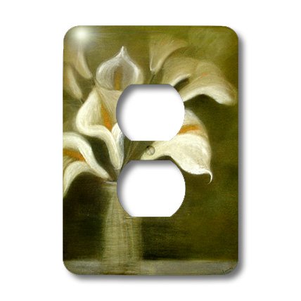 3D Rose Flowers Calla Lily Outlet Cover - Decorative Electrical Outlet Plate for Home, Kitchen, Bedroom & Office Decor