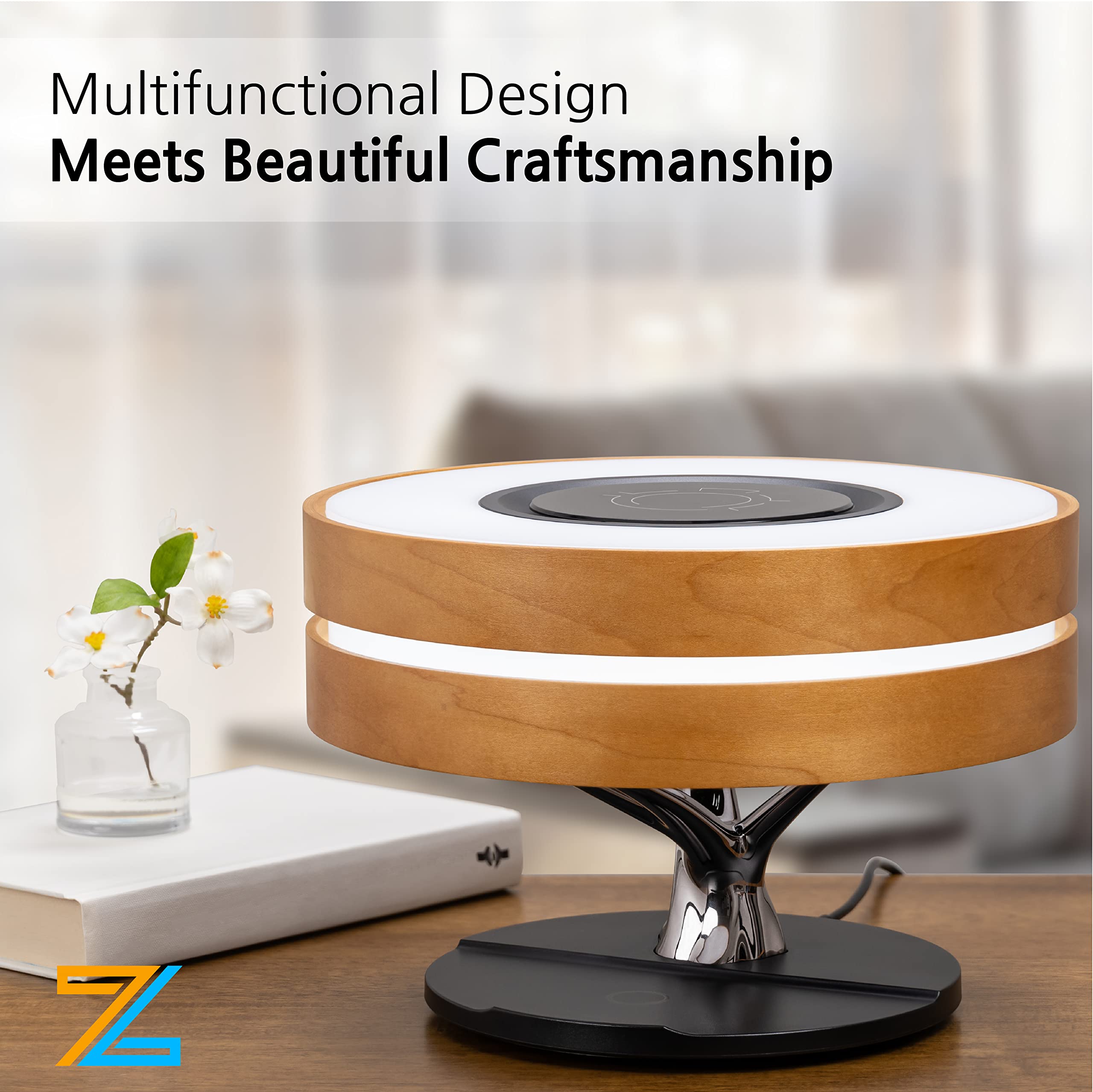 Modern Dawn Lamp - Adjustable LED Desk Lamp with TWS Bluetooth Speaker, Wireless Charger & Touch Control | Perfect for Home Office, Study Room, Bedroom & Dorm Decor | Reading, Working & Relaxing Lighting Solution