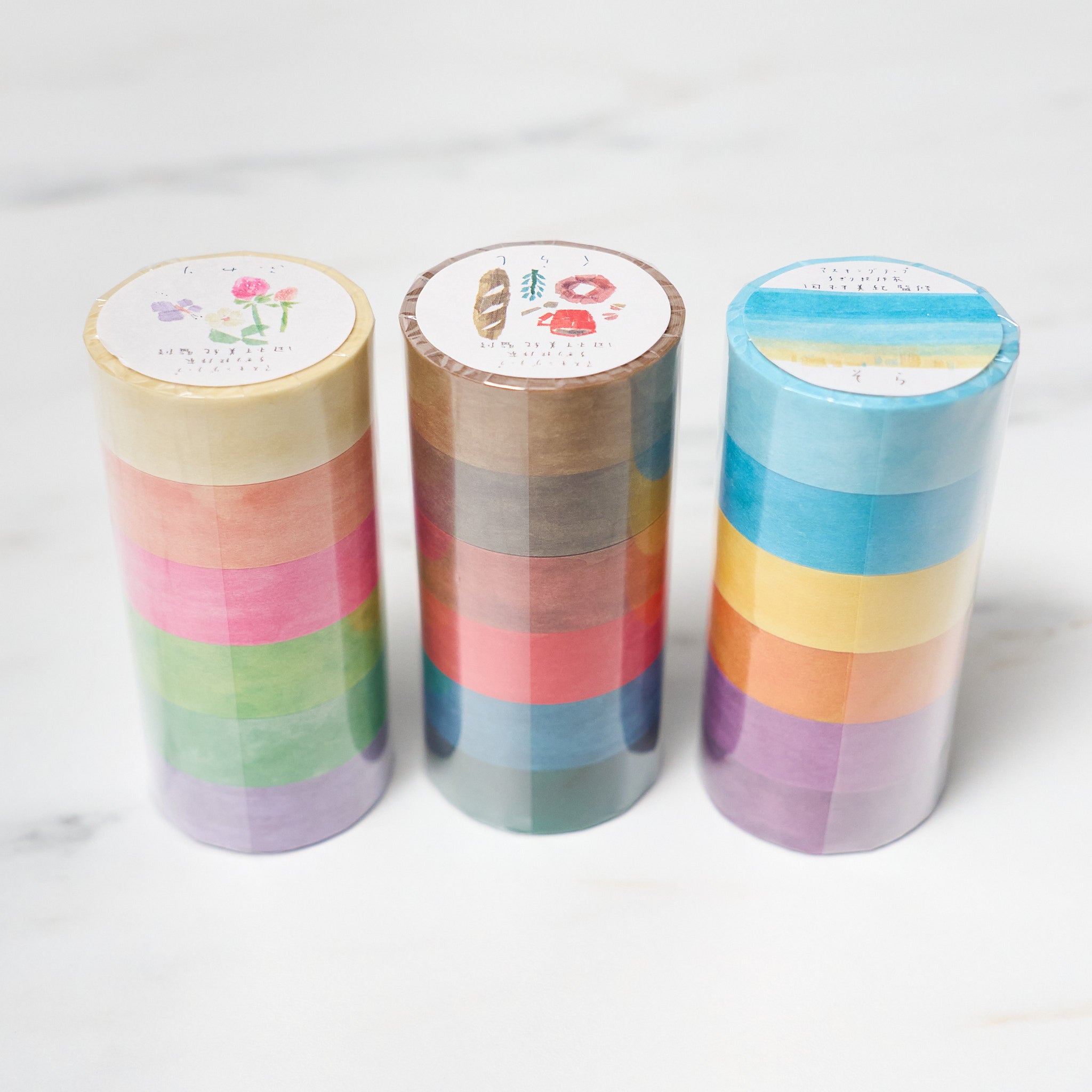 Miki Tamura Chigiri-e 6 Color Set Washi Masking Tape - Decorative Japanese Paper Tape for Scrapbooking, Journaling, DIY Crafts & Home Decor