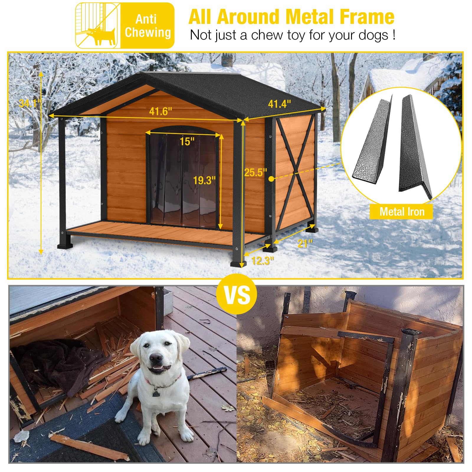 Aivituvin Large Insulated Outdoor Dog House with Winter Liner - Weatherproof & Durable Dog Kennel for Cold Climates - Perfect for Backyard, Patio & Winter Shelter