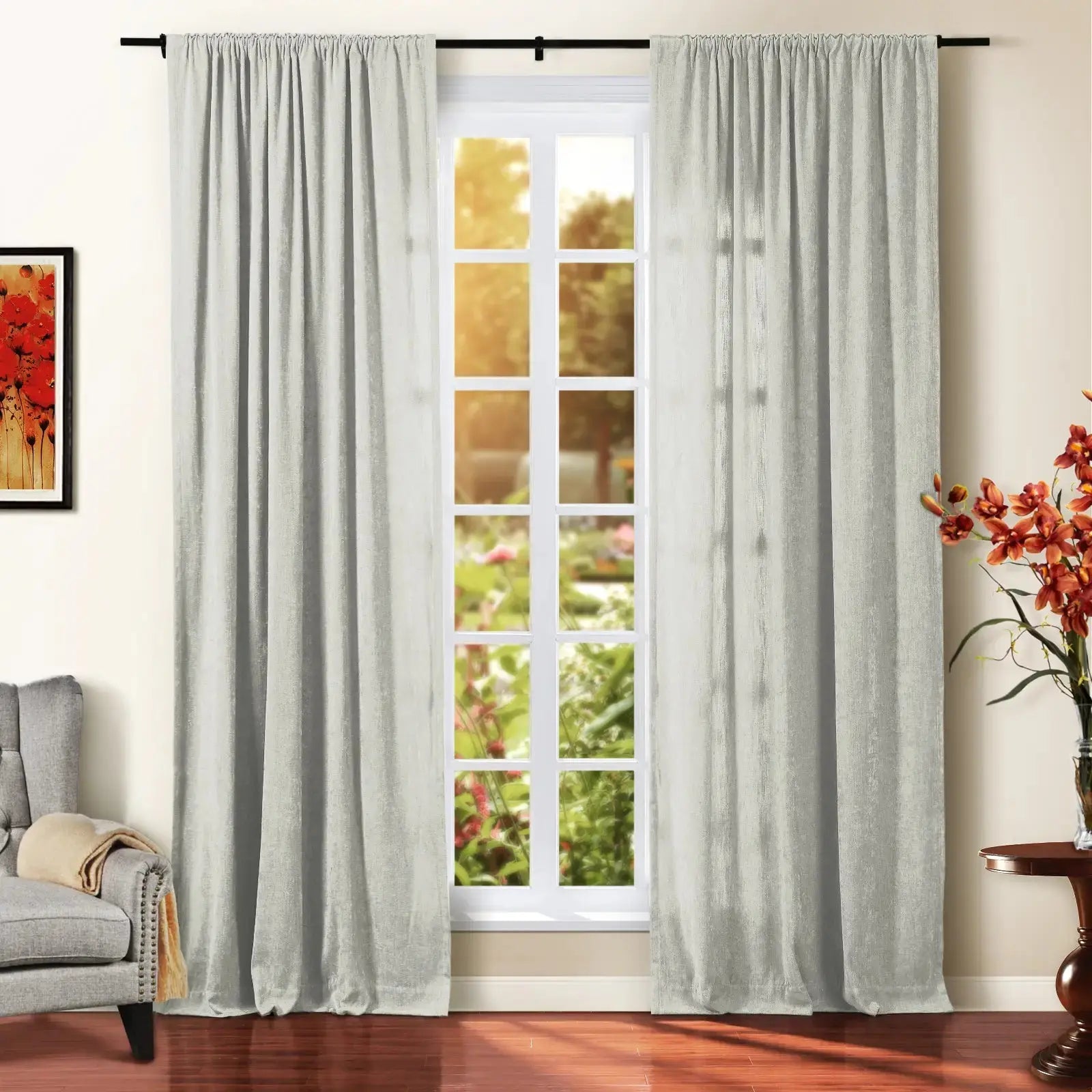 Tino Heavyweight Chenille Blackout Curtains - Soft Thermal Insulated Drapes for Living Room & Bedroom - Noise Reducing & Light Blocking Window Treatments