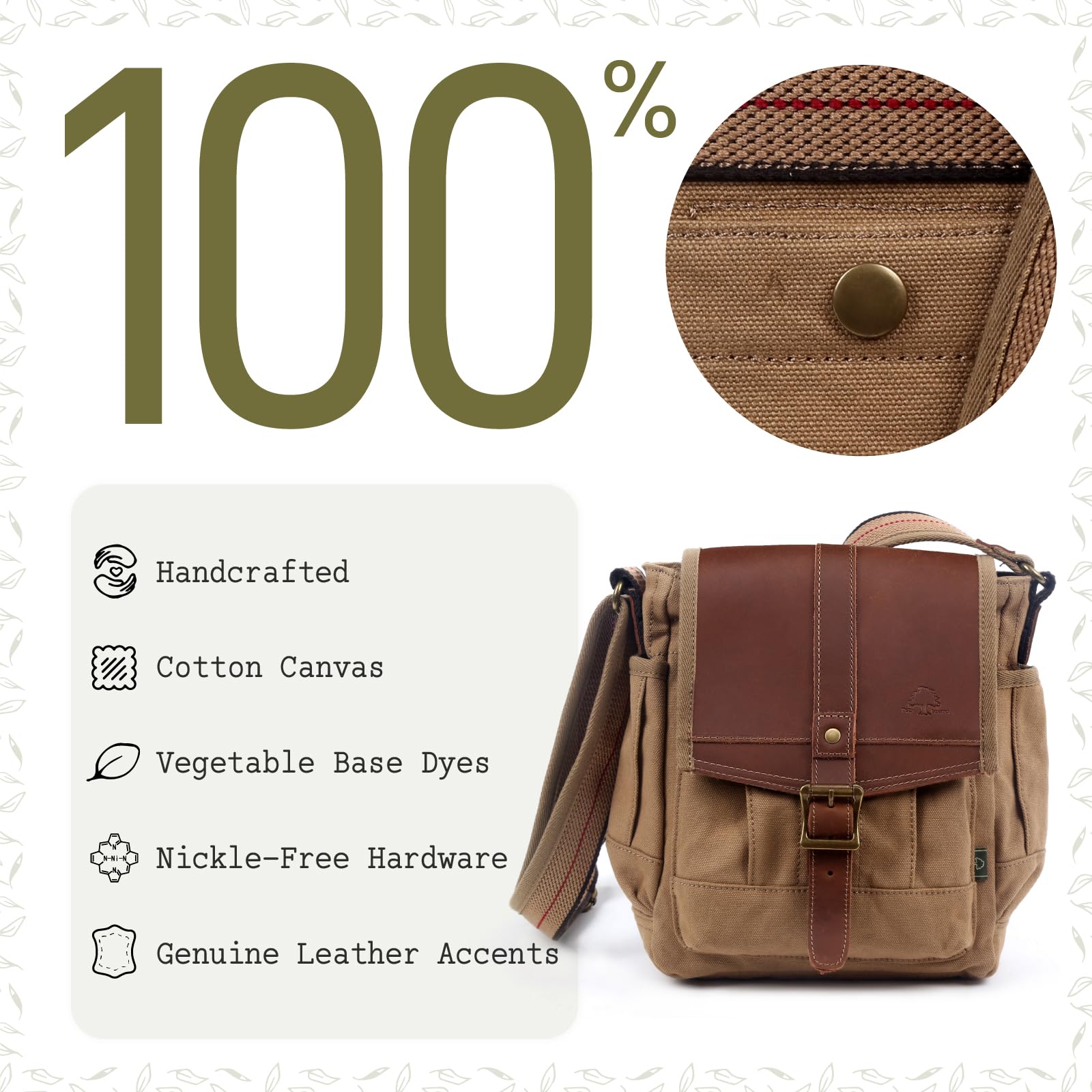 TSD Brand Turtle Ridge Canvas Crossbody Bag - Lightweight Durable Shoulder Purse for Women & Men - Perfect for Travel, Shopping & Daily Use