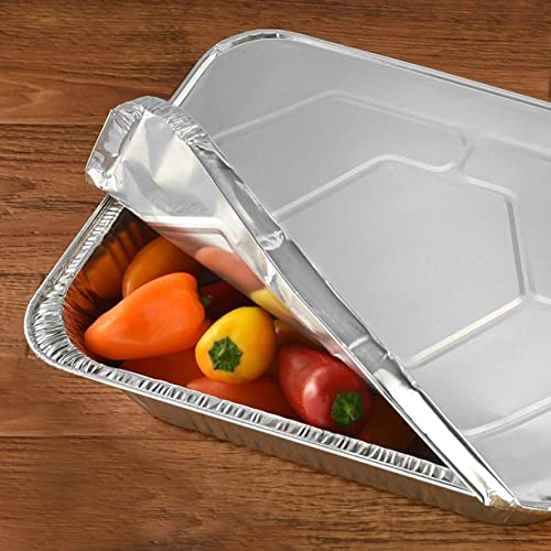 9 x 13 Inch Deep Half Size Disposable Aluminum Pans with Lids - 500 Pack Heavy Duty Baking Pans for Thanksgiving, Christmas, Parties & Catering - Perfect for Roasting Turkey, Casseroles, Lasagna & Meal Prep
