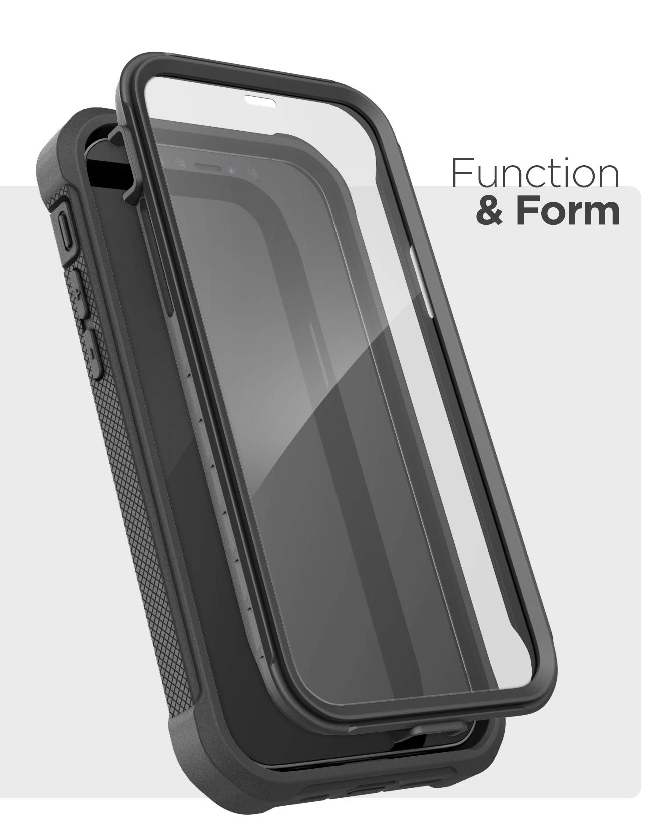 ENCASED Falcon Armor iPhone 12 Case with Built-in Screen Protector | Shockproof Full Body Protection Cover | Matte Black | Perfect for Outdoor Activities & Daily Use