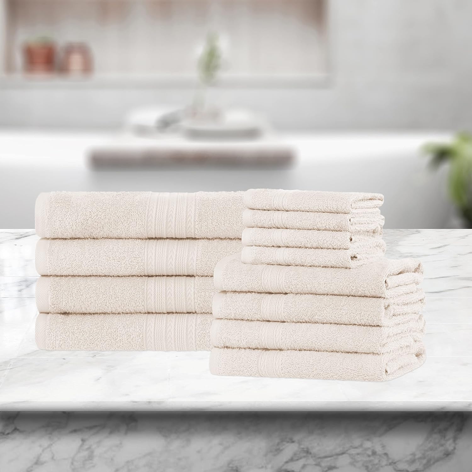 Premium 12-Piece Organic Cotton Towel Set | Soft, Eco-Friendly & Absorbent Bath Towels for Spa, Gym & Home Use