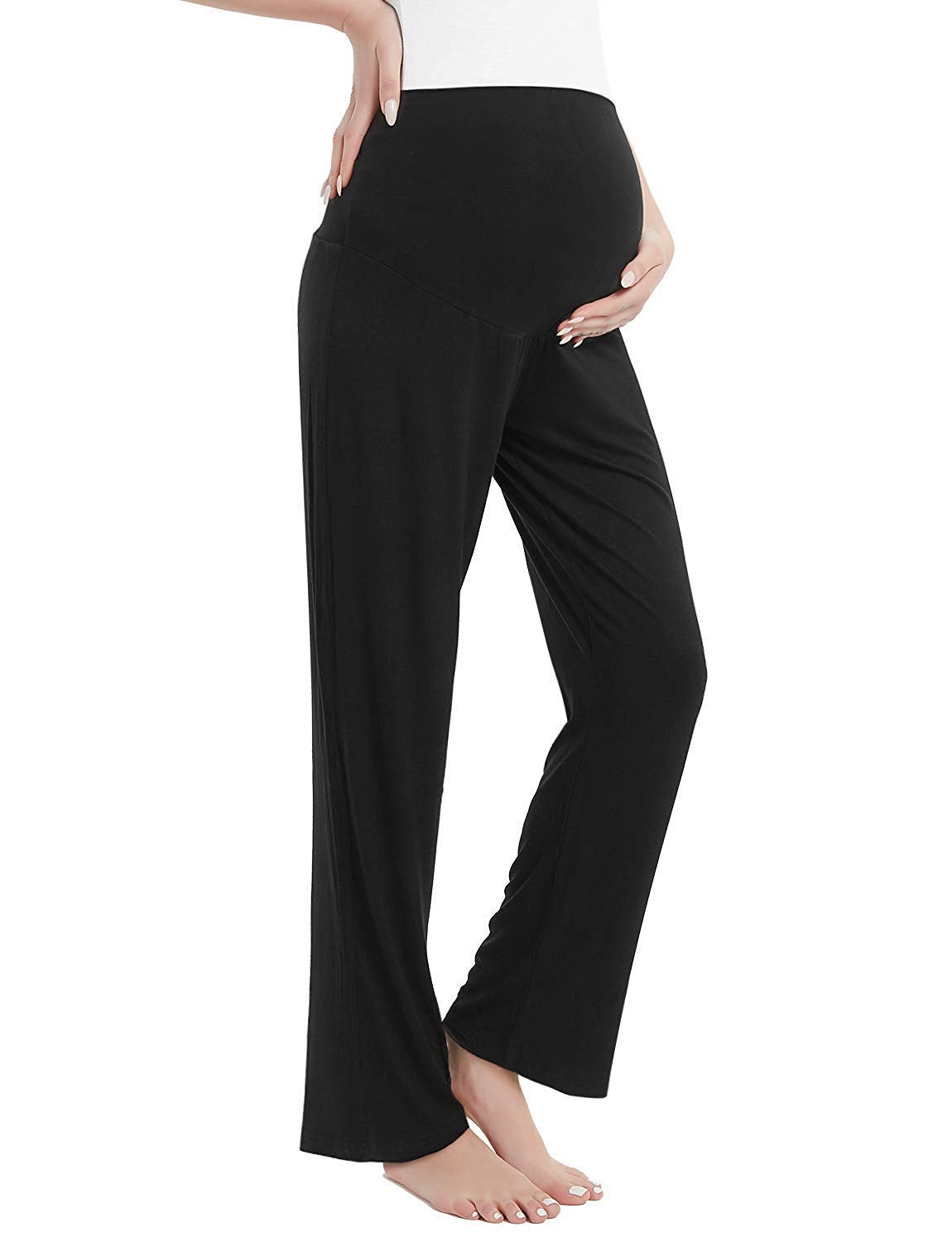 Amorbella Women's Maternity Sweatpants - Over The Belly Pregnancy Yoga Pants, Soft Lounge & Pajama Pants for Comfortable Wear at Home, Workouts and Relaxation