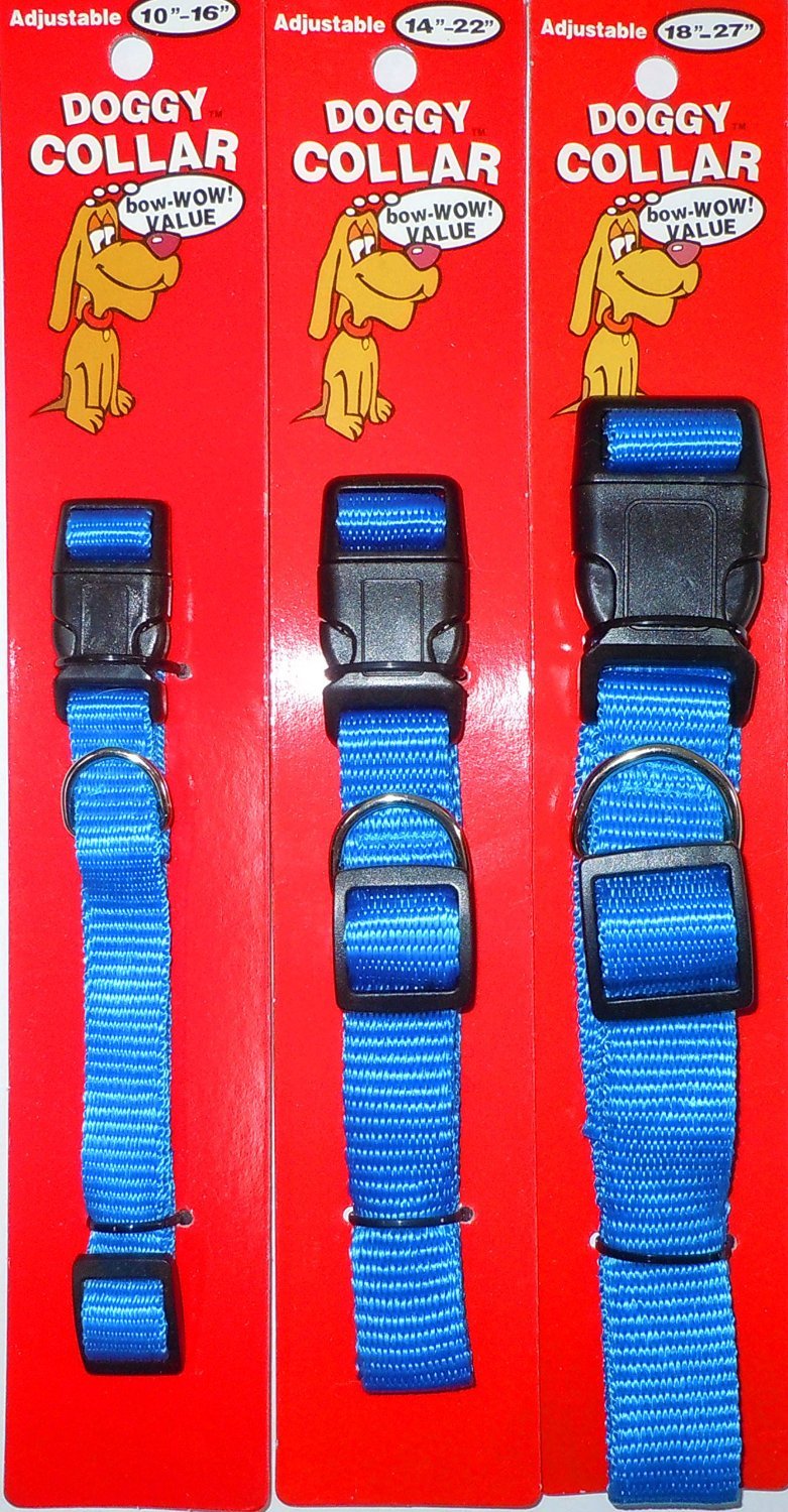 Adjustable Dog Collar for Small, Medium & Large Dogs - Blue (10