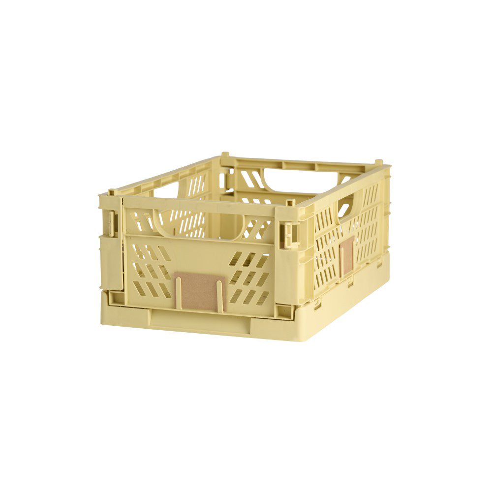 DESIGNSTUFF Slant Collapsible Storage Crate - Large 50x33cm Foldable Organizer Basket, Natural Straw Material for Home, Office & Outdoor Use
