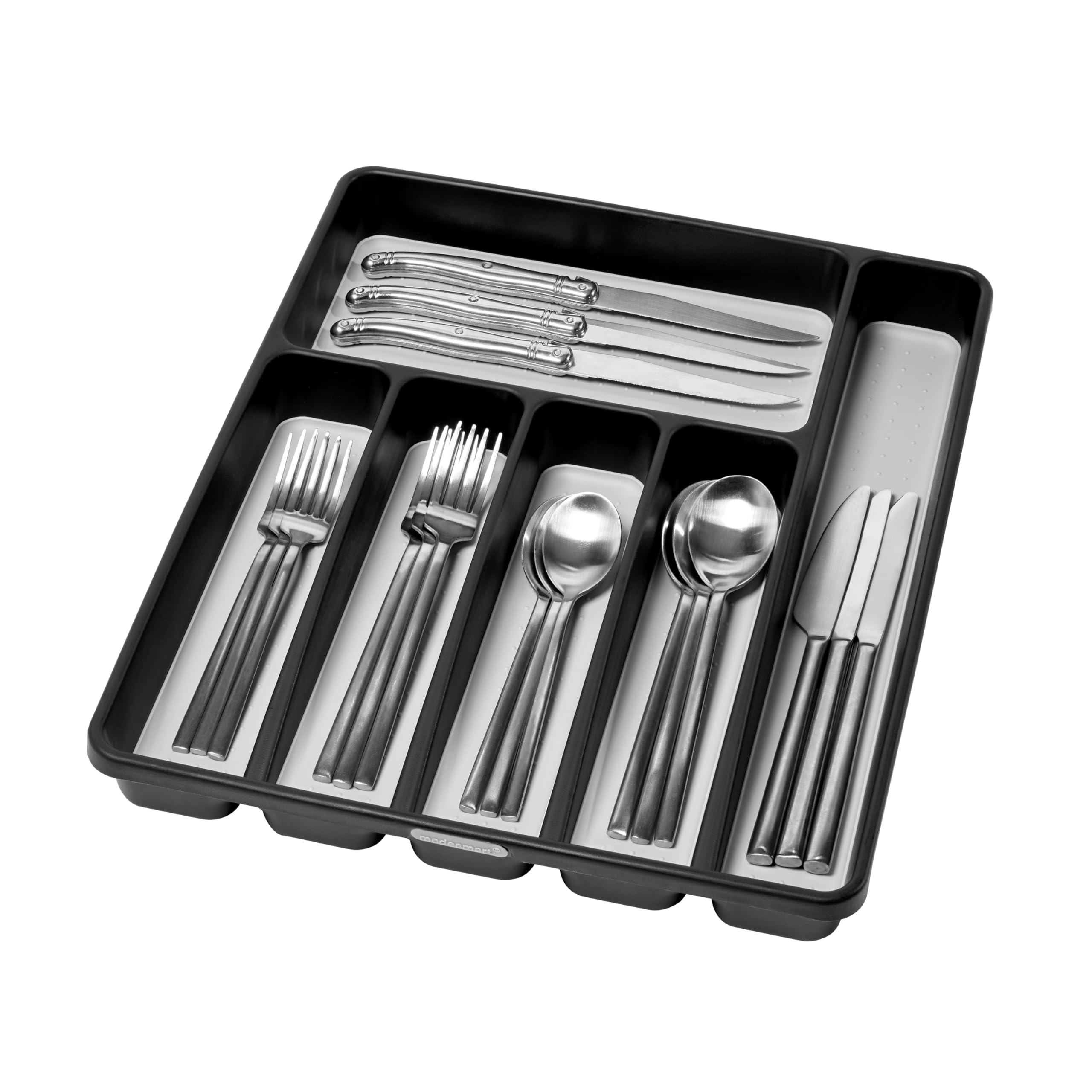 Madesmart Classic Large Silverware Tray - Granite | 6-Compartment Kitchen Drawer Organizer | Non-Slip Rubber Feet & Soft-Grip Lining | BPA-Free Utensil Storage | Perfect for Home, Restaurant & Office Use