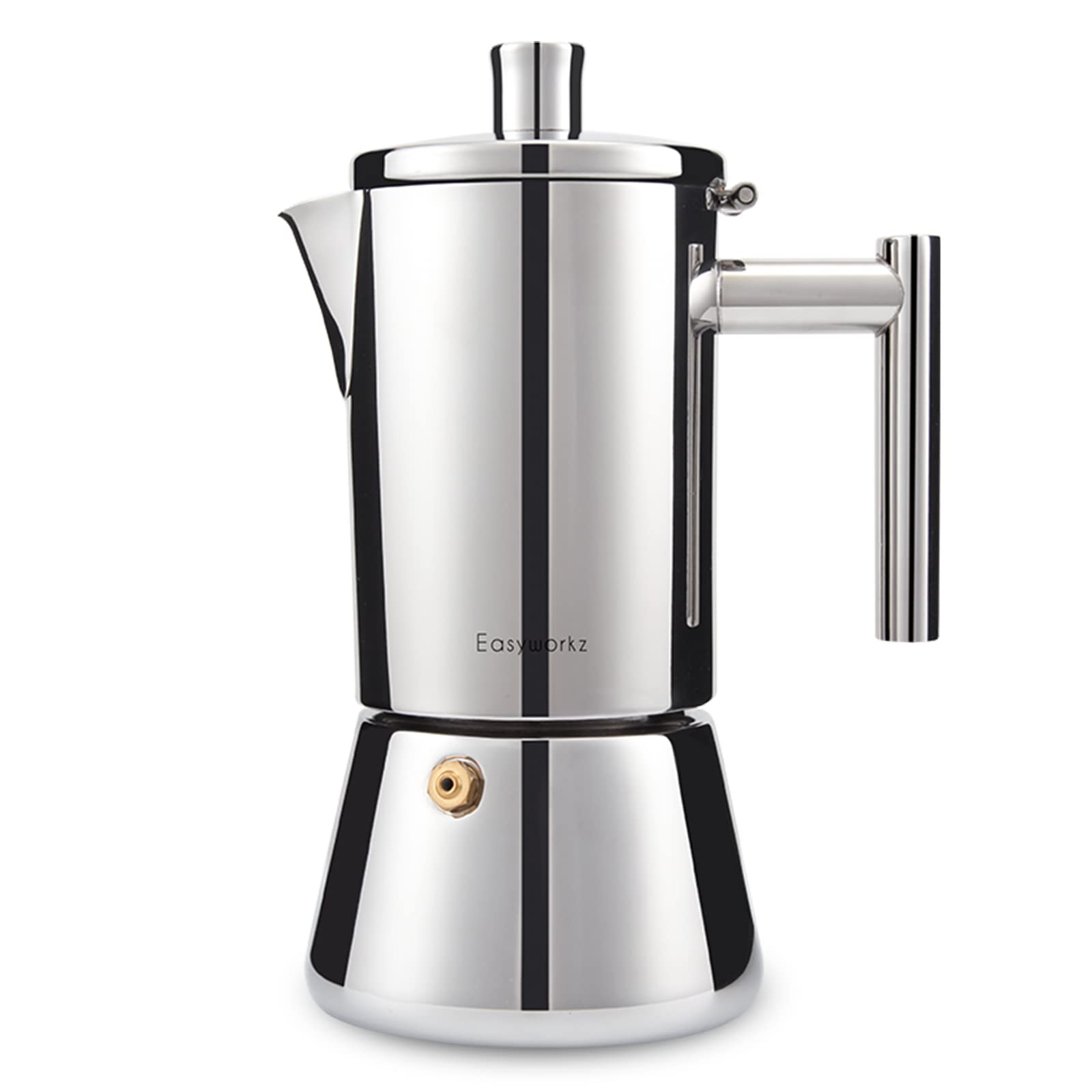 Easyworkz Diego Stovetop Espresso Maker - 12 Cup (17.5 oz) Stainless Steel Italian Moka Pot for Induction & Gas Stoves - Perfect for Home, Office & Camping Coffee Brewing