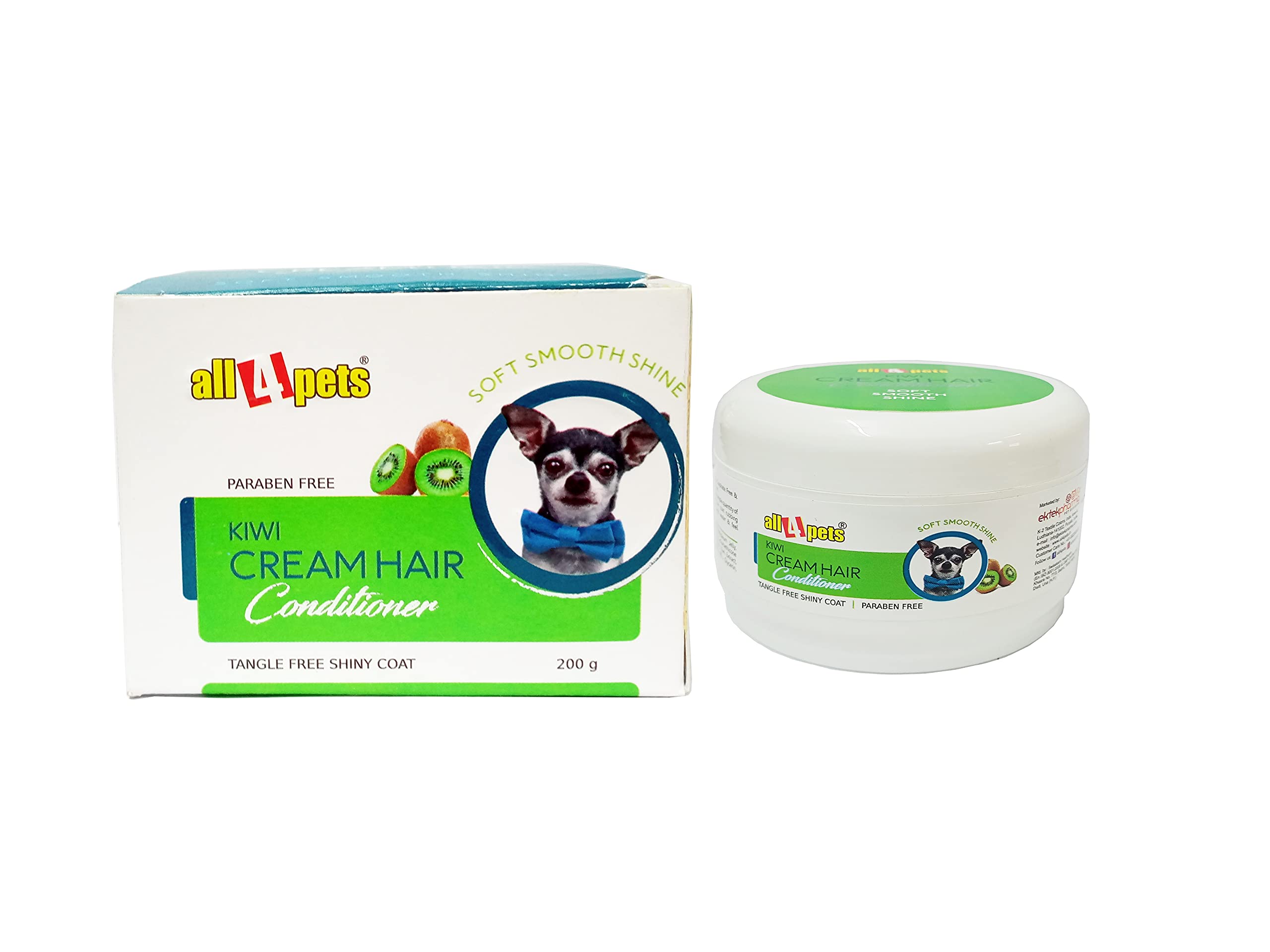 All4pets Kiwi Cream Hair Conditioner for Dogs & Cats - Detangling & Shine Formula (200g) | Leave-in Treatment for Smooth, Tangle-Free Fur - Perfect for Grooming, Show Prep & Daily Coat Care