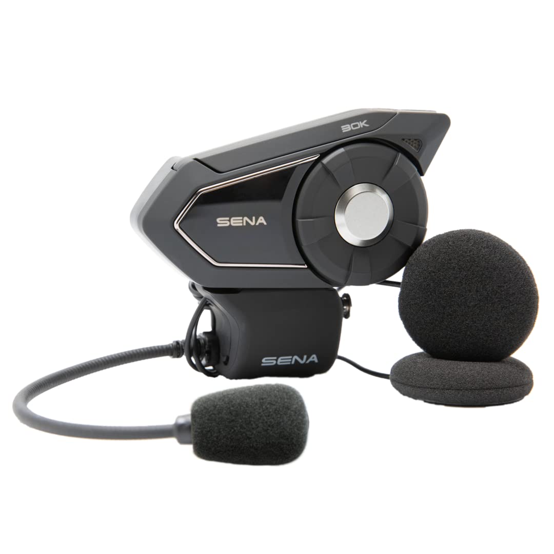 Sena 30K Motorcycle Bluetooth Headset - Black Mesh Intercom System with HD Speakers for Group Riding (Single Pack) | Perfect for Motorcycle Tours, Commuting & Adventure Riding