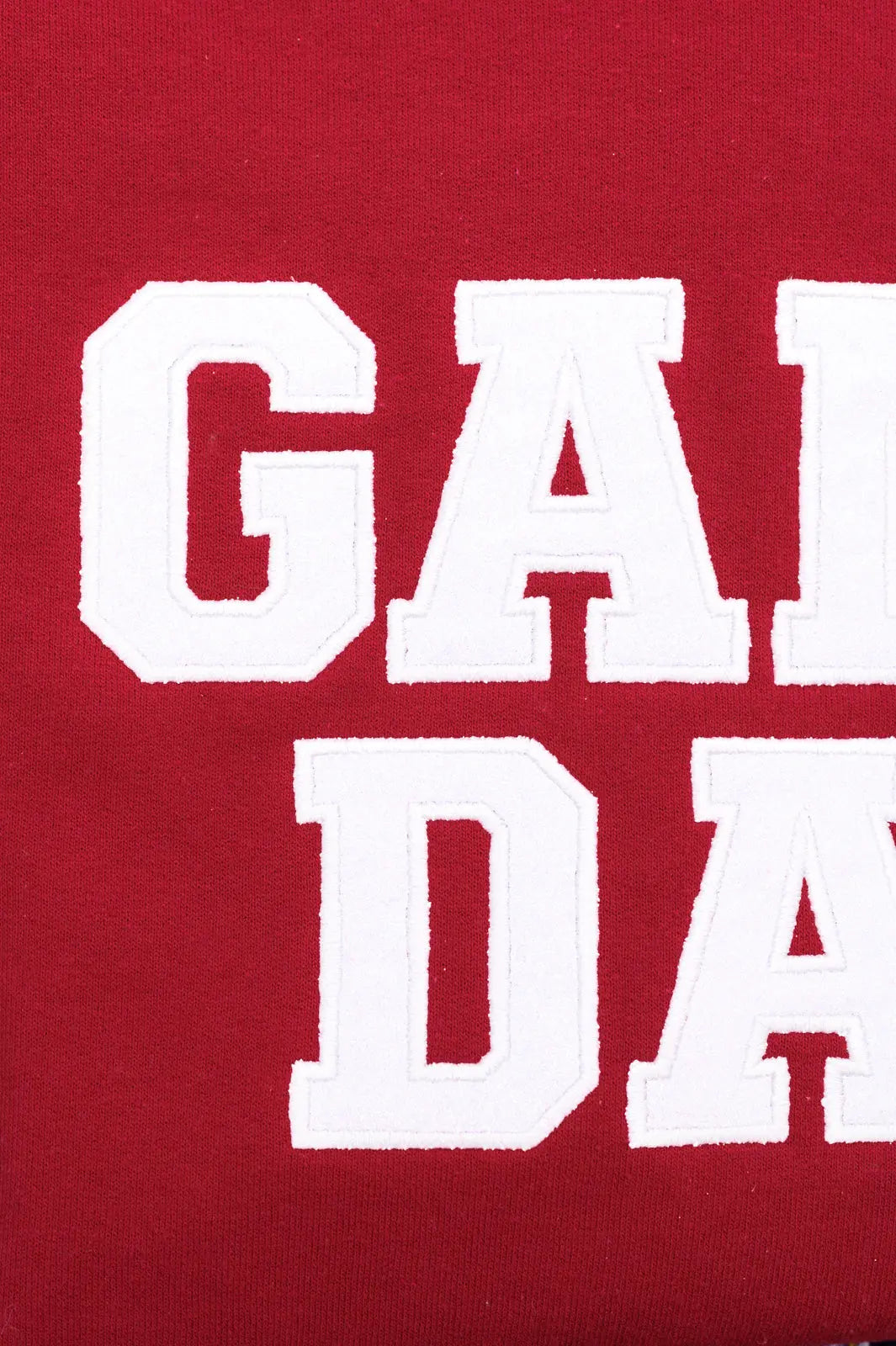 PREORDER: Embroidered Glitter Game Day Sweatshirt - Crimson & White | Perfect for Football Tailgates, College Parties & Sports Fan Apparel