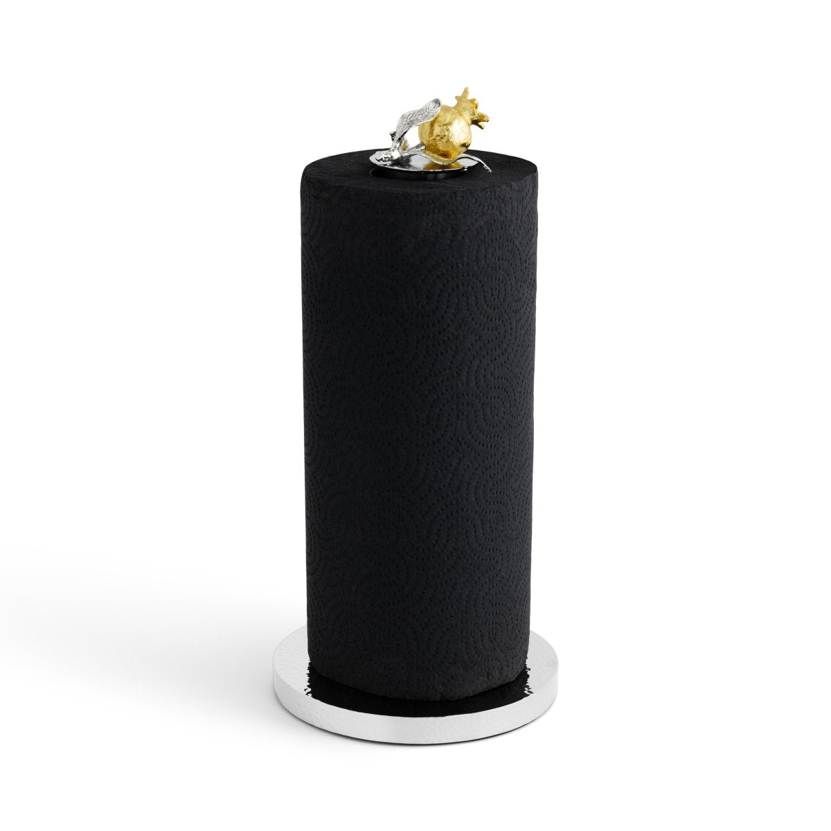 Elegant Pomegranate Silver & Gold Paper Towel Holder - Modern Kitchen & Bathroom Decor for Stylish Home Organization