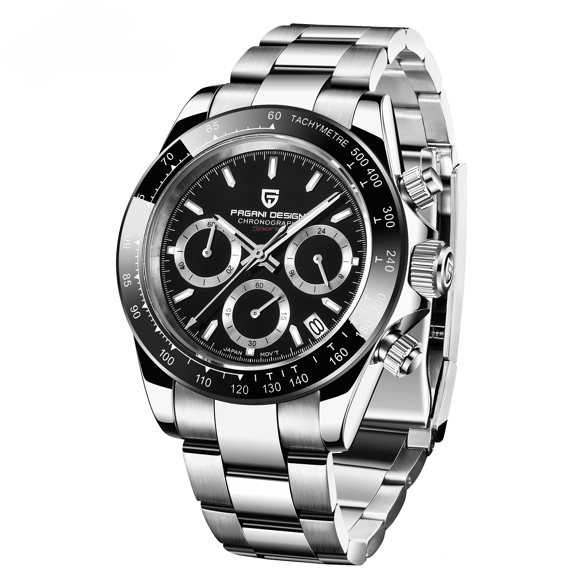 Pagani Design PD-1664 Men's Automatic Chronograph Watch - 100M Waterproof, Sapphire Crystal, Rubber Strap - Stylish Sports Wristwatch for Diving, Swimming & Everyday Wear