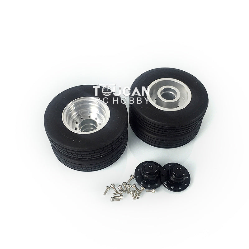 1/14 Scale RC Metal Air Suspension Axle with Hub & Tires - Replacement Part for LESU A0020 Hydraulic Trailer Plate - DIY Truck Model Accessories for Off-Road Simulation & Heavy Load Scenarios