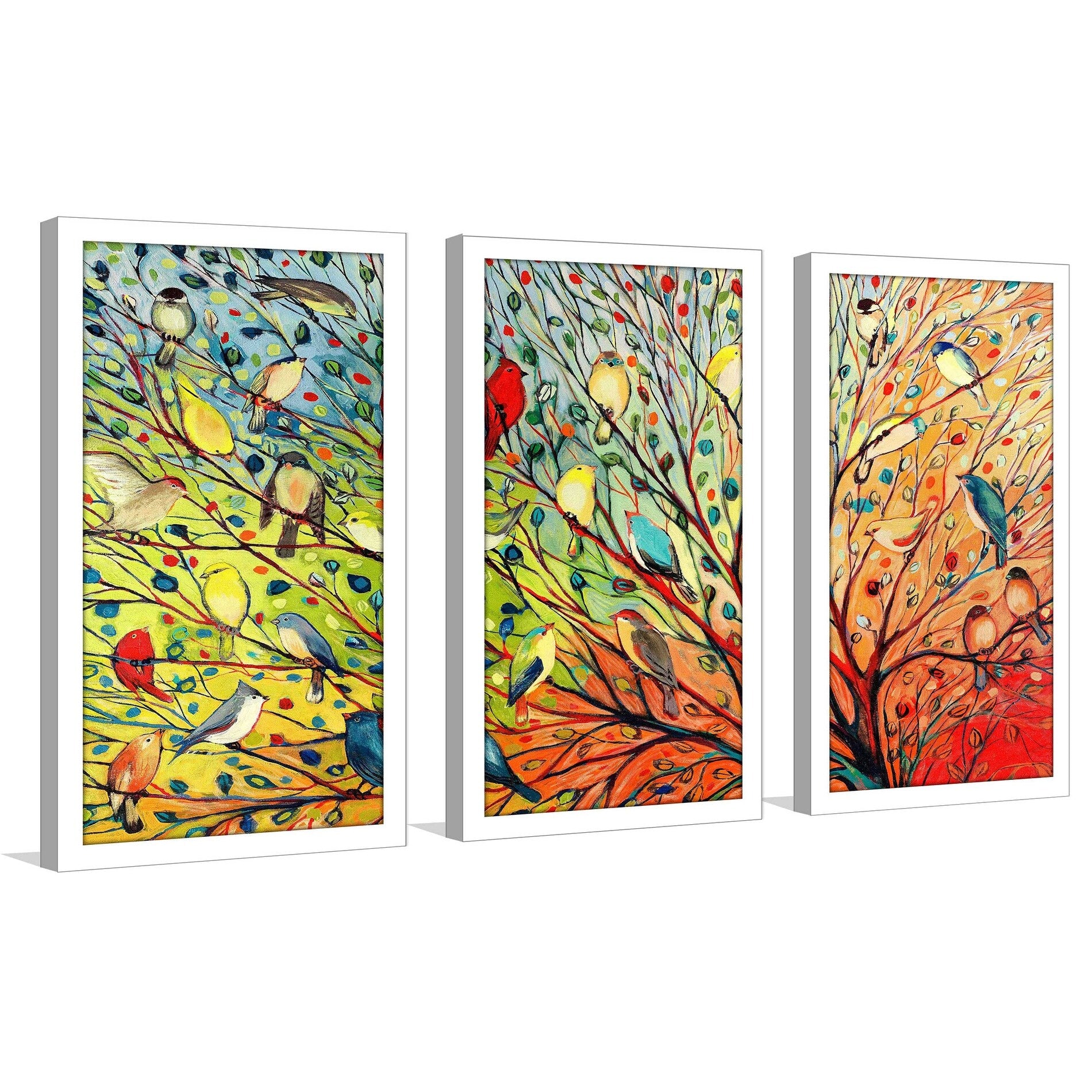 27 Birds 3-Piece Acrylic Wall Art Set - Modern Abstract Bird Painting Prints for Living Room, Bedroom & Office Decor
