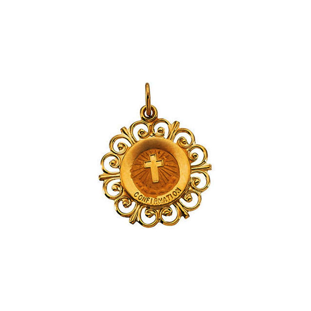 14K Yellow Gold 20x18.5mm Religious Cross Confirmation Medal - Christian Baptism Gift for Teens, Women & Men - Infinity Design Faith Jewelry - Perfect for Confirmation Ceremonies, Baptism Gifts & Spiritual Occasions