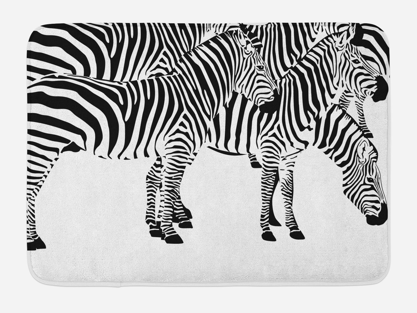 Ambesonne Savannah Bath Mat - Zebra Print Non-Slip Bathroom Rug, 30