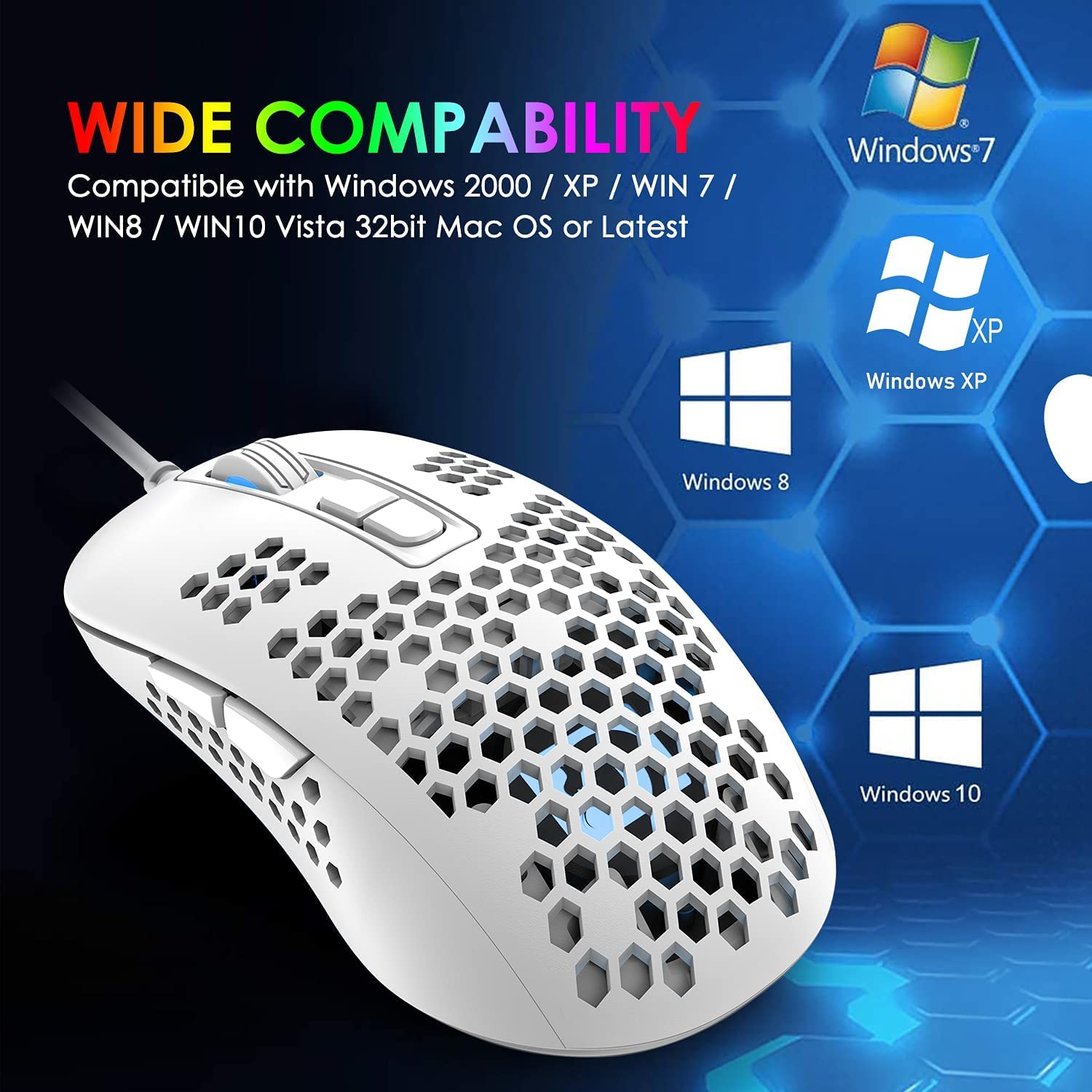 KUIYN 60% Wired Compact Gaming Keyboard and Mouse Set - 61 Keys RGB Backlit Mechanical Keyboard, Honeycomb Optical Gaming Mouse with RGB Headset & Mouse Pad - Anti-Ghosting for PC, PS4, Xbox - Perfect for Esports, Streaming & Office Work