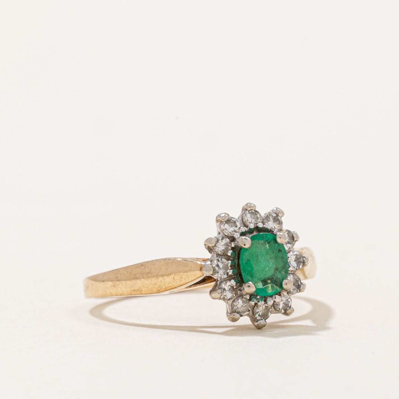 Emerald and Diamond Ring - 0.26ct Emerald & 0.12ctw Diamond - Size 6 - Elegant Wedding, Engagement, Anniversary Gift for Her