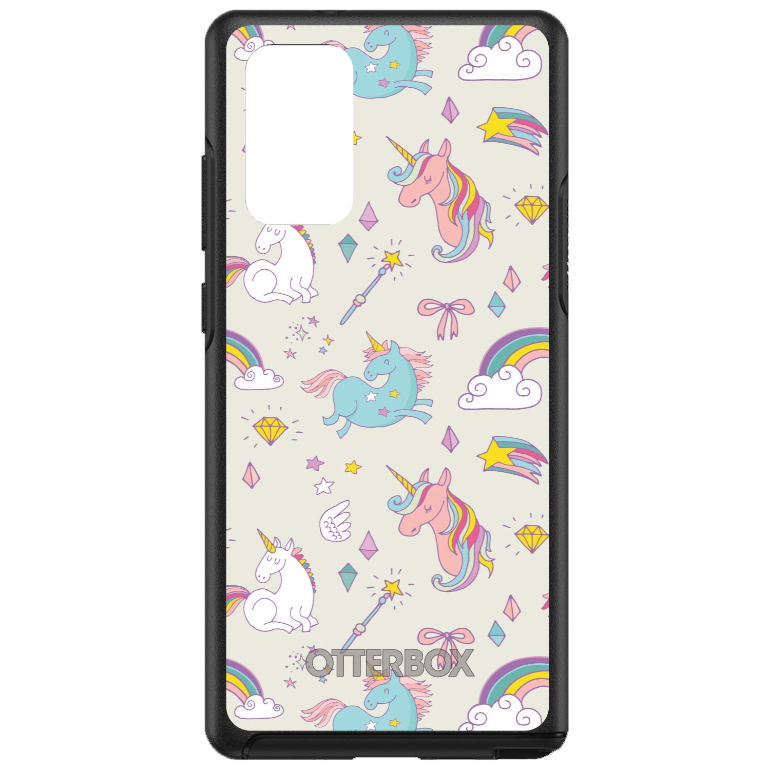 **DistinctInk Samsung Galaxy Note 20 Case (6.7 Inch) - Durable Protective Cover with Unicorn Rainbow Wand Design - Beige - Replacement for OtterBox Symmetry - Perfect for Work, Travel & Everyday Use**