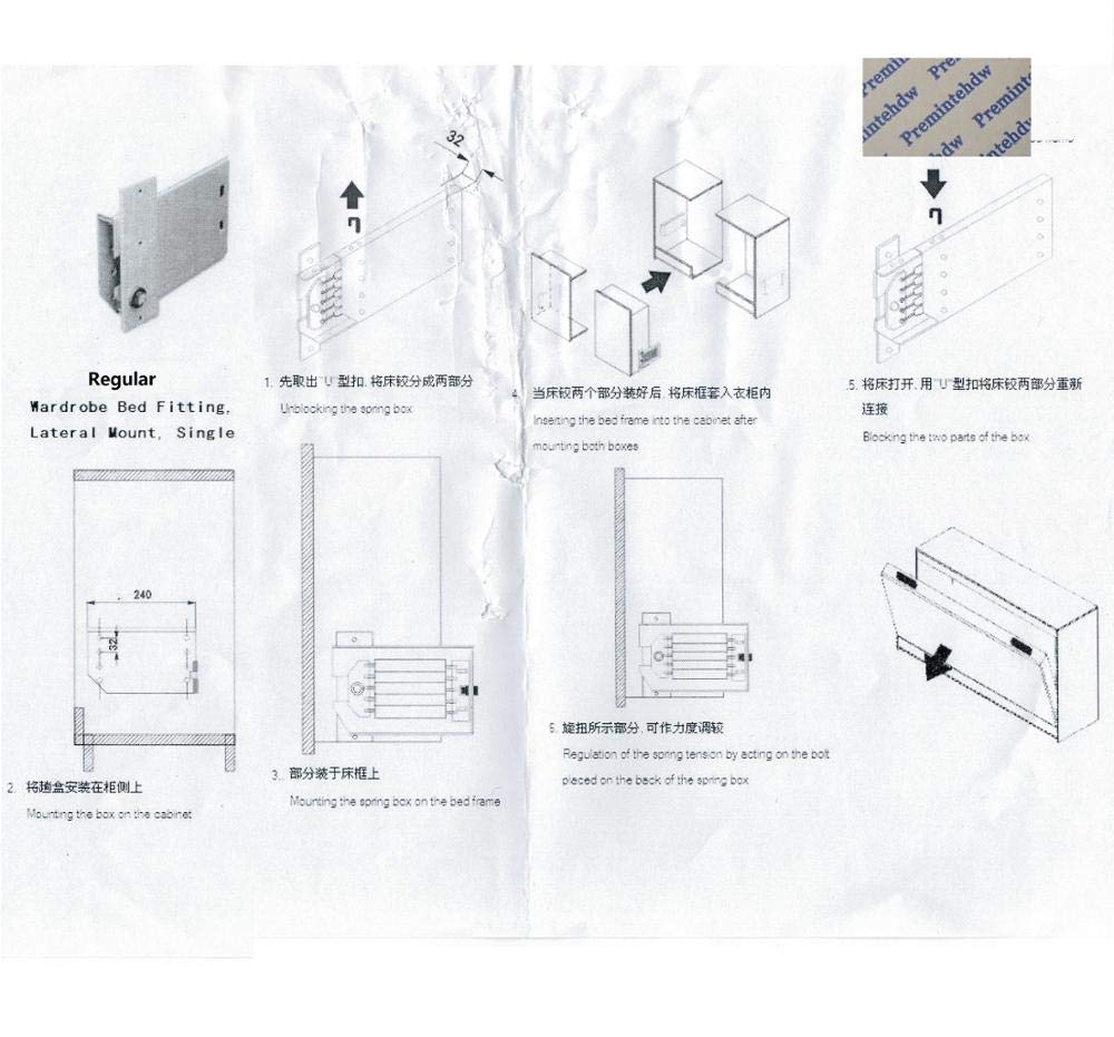 Heavy Duty Cabinet Hinges & Side Flap Hardware Kit - DIY Murphy Wall Bed Mechanism with Fold Down Bed Support - Perfect for Space-Saving Wall Beds, Loft Conversions, and Tiny Home Furniture Projects