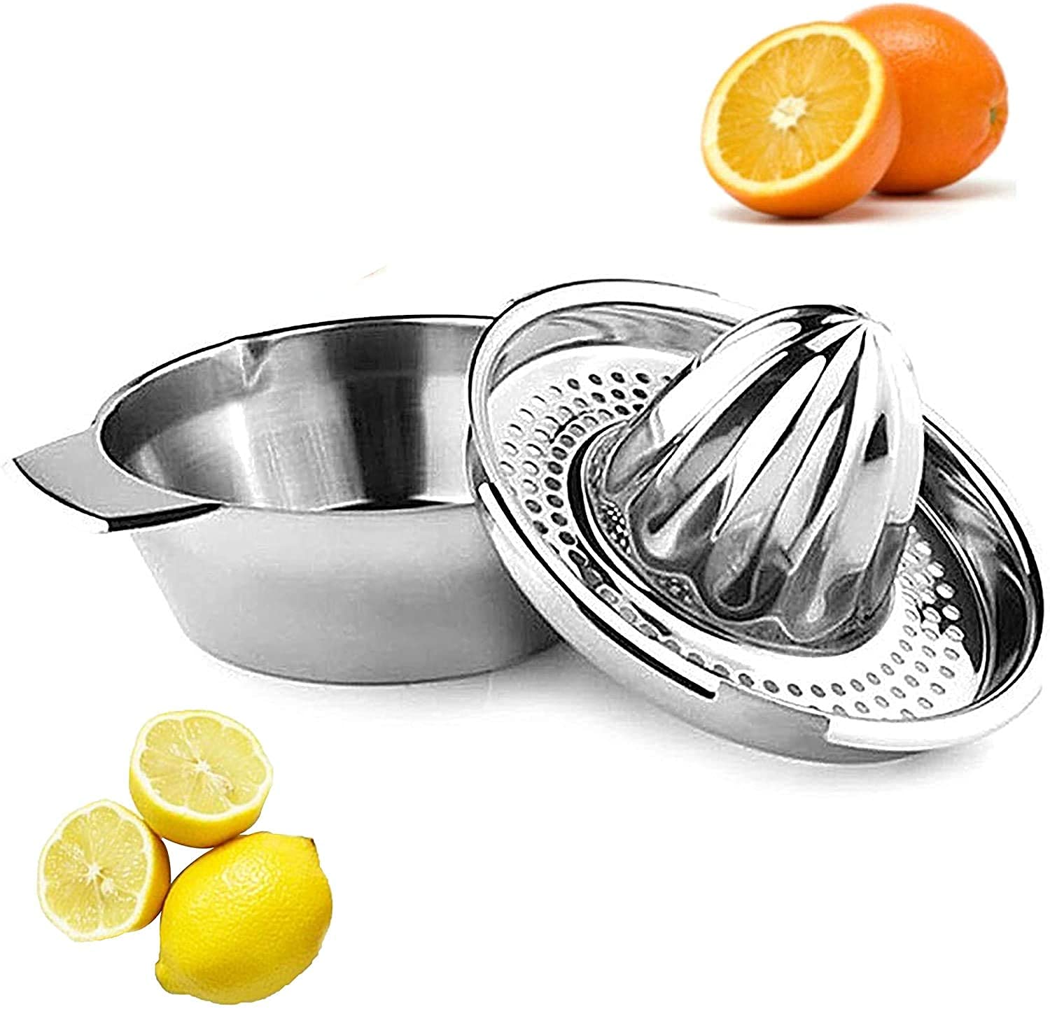 Premium Stainless Steel Lemon Squeezer - Heavy Duty Citrus Juicer for Orange, Lime & Grapefruit - Ergonomic Hand Press Kitchen Tool with Non-Slip Base | Perfect for Fresh Juice, Cocktails & Cooking (1 Pack)