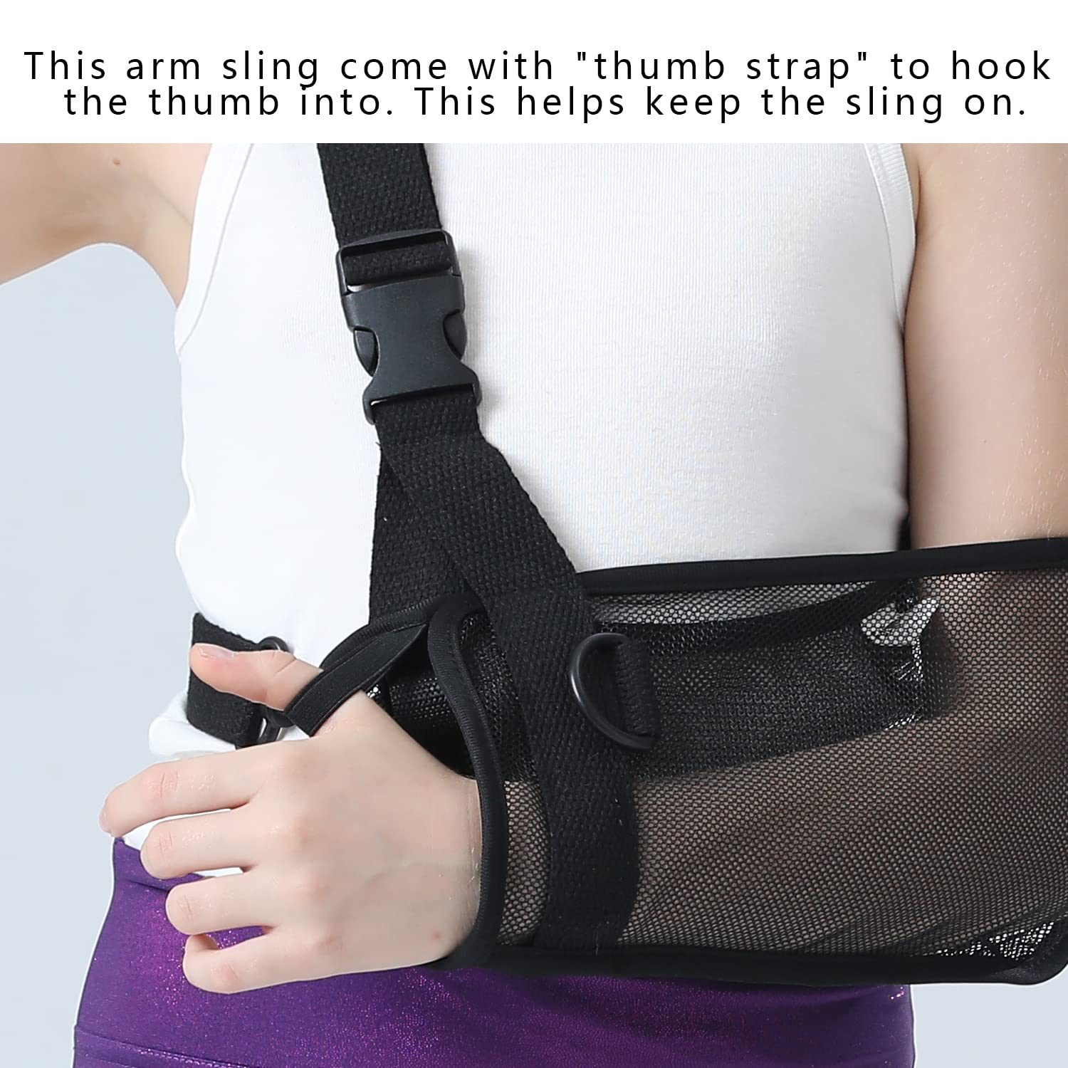 **Kids Mesh Arm Sling with Waist Strap - Pediatric Shoulder Support for Elbow Injury, Rotator Cuff Tear, Dislocated Fracture - Comfortable & Adjustable for Daily Use & Shower**