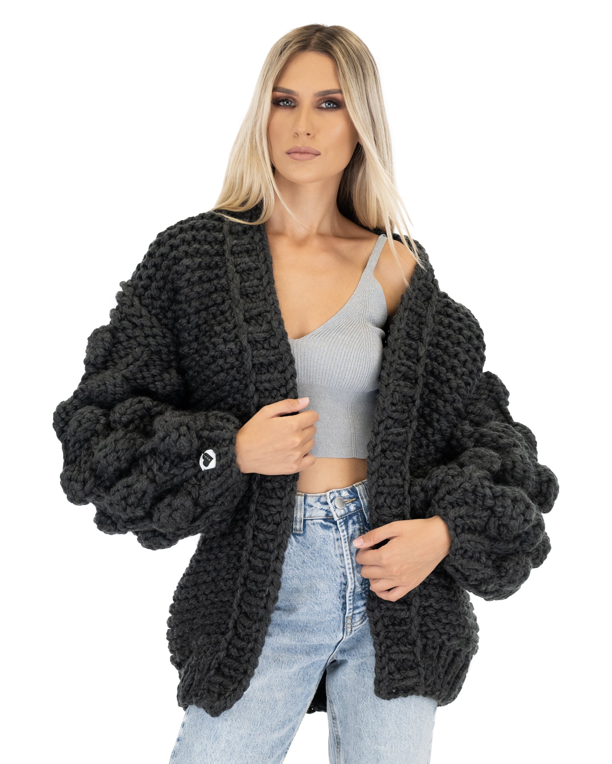 Stylish Bubble Sleeve Cardigan for Women - Soft Knit Open Front Sweater | Perfect for Office, Date Night & Casual Outfits