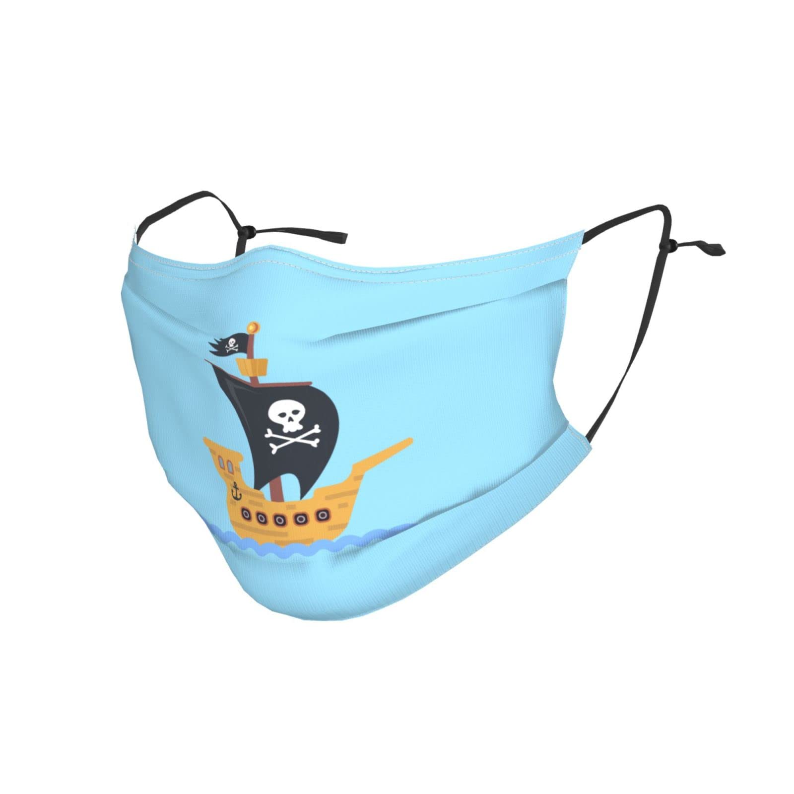 Reusable Adjustable Pirate Ship Face Mask with Filter for Kids, Men & Women - Homemade Costume Accessory for Halloween, Parties & Playtime