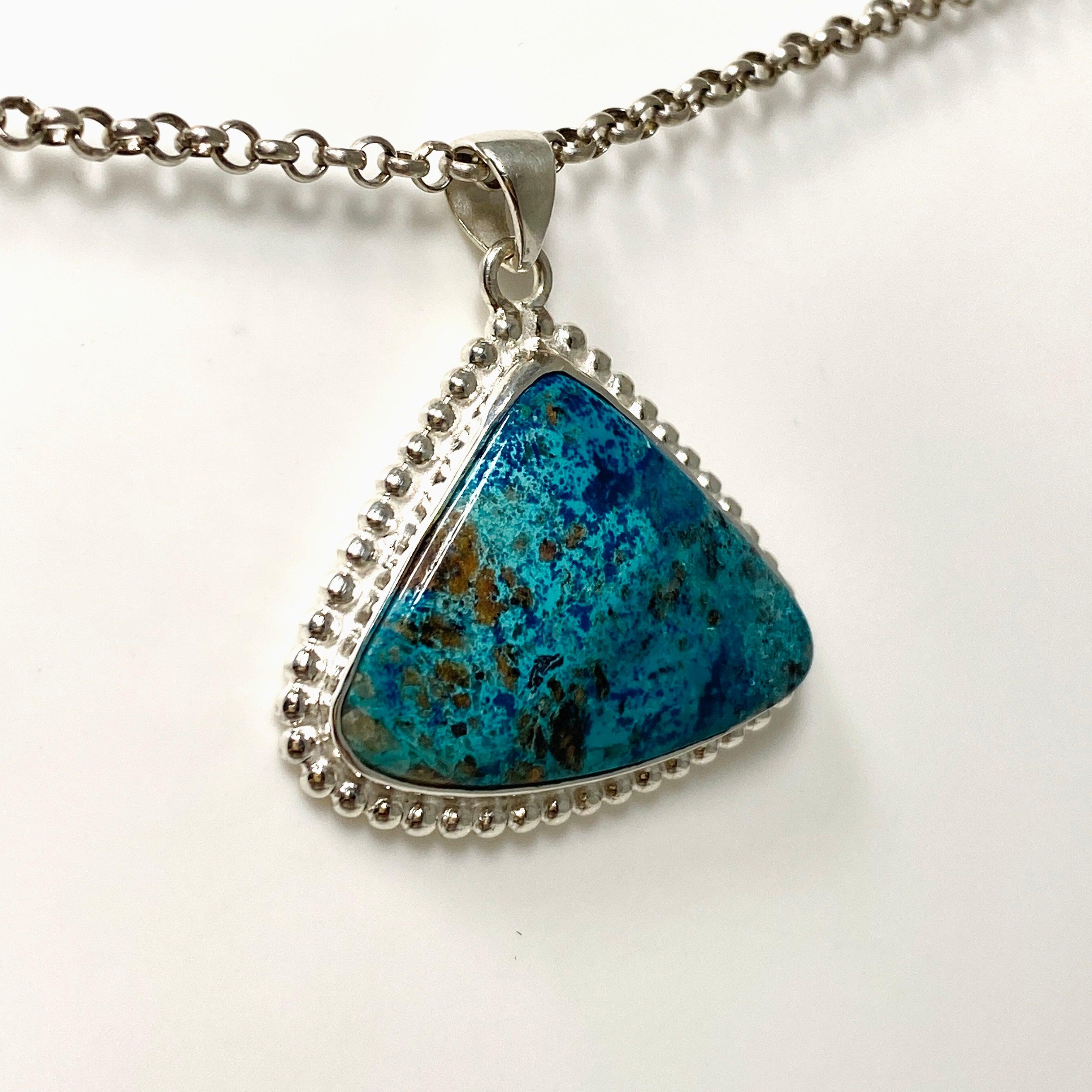 Shattuckite Teardrop Pendant Necklace in Sterling Silver - Handmade Bohemian Jewelry for Women | Perfect for Spiritual Healing, Meditation & Boho Fashion